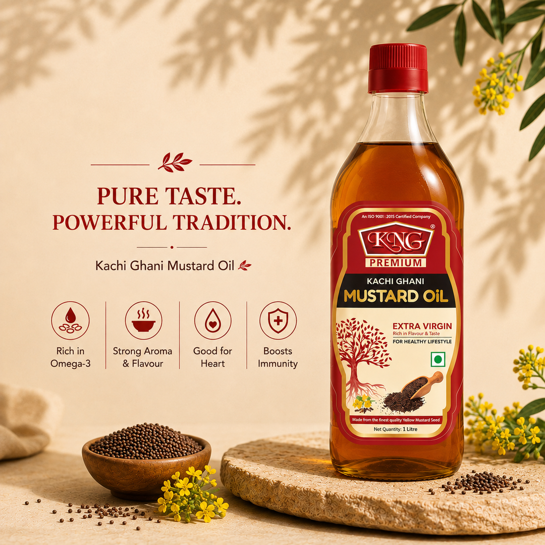 KNG Kachi Ghani Mustard Oil - Extra Virgin